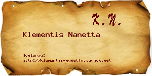 Klementis Nanetta névjegykártya